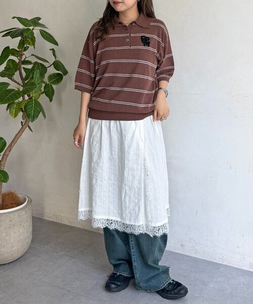 CPCM(シーピーシーエム)の「サガラ刺繍モールニットポロ(ニット/セーター・レディース・アイボリー/ブラウン/ネイビー・FREE)」の14枚目の写真