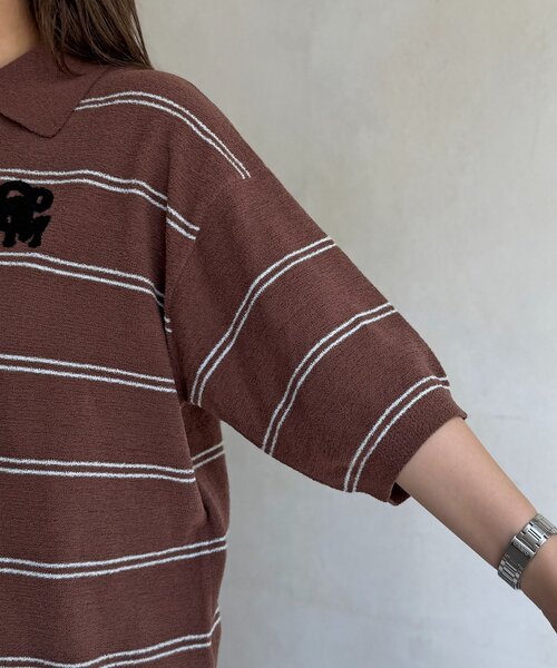 CPCM(シーピーシーエム)の「サガラ刺繍モールニットポロ(ニット/セーター・レディース・アイボリー/ブラウン/ネイビー・FREE)」の16枚目の写真