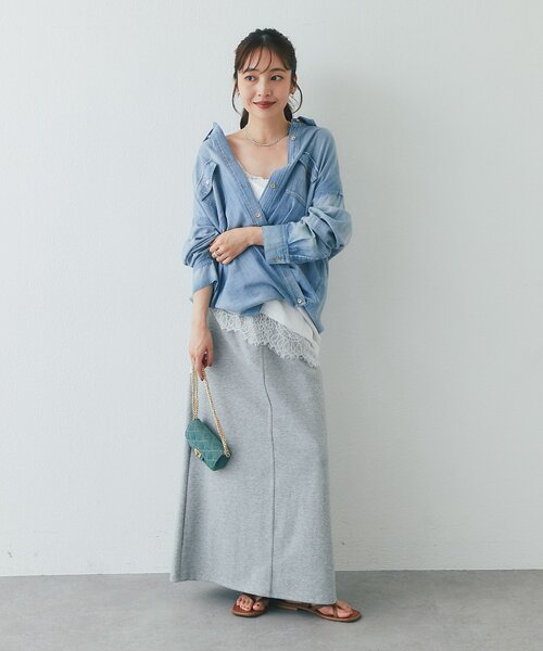 La boutique BonBon(ラブティックボンボン)の「【miki監修】ストレートスウェットスカート(スカート・レディース・グレー/オフホワイト・FREE/PM)」の12枚目の写真