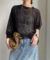 DouDou | ベロアメッシュドルマンプルオーバー(Tシャツ/カットソー)