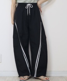 トレンド感抜群【絶妙脚長見えラインデザイン】2WAY カーブパンツ バレルレッグパンツ シャカパン
