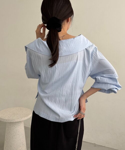 CAPRICIEUX LE'MAGE(カプリシューレマージュ)の「【2WAY/新色ブルー、WEB限定ピンク】カシュクールシャツ(シャツ/ブラウス・レディース・ホワイト/チャコールグレー/ピンク/ブルー・FREE)」の12枚目の写真