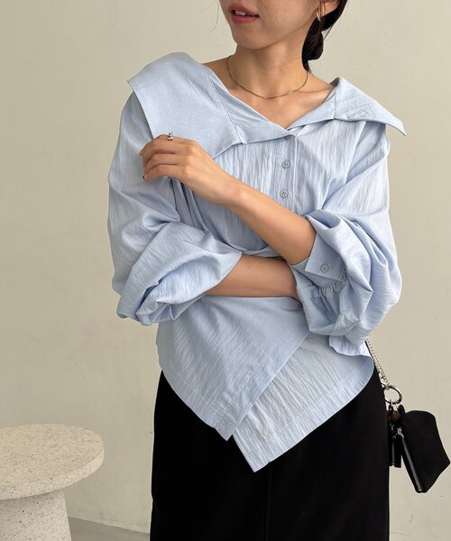 CAPRICIEUX LE'MAGE(カプリシューレマージュ)の「【2WAY/新色ブルー、WEB限定ピンク】カシュクールシャツ(シャツ/ブラウス・レディース・ホワイト/チャコールグレー/ピンク/ブルー・FREE)」の16枚目の写真