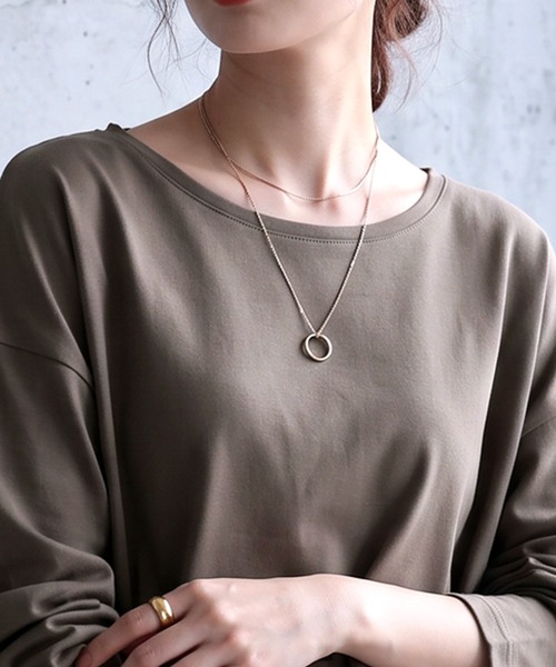 antiqua(アンティカ)の「接触冷感 とろみ素材 ロンT(Tシャツ/カットソー・レディース・ダークグレー/カーキ/ブラック/グレイッシュベージュ/ホワイト系その他・XL/M/L)」の12枚目の写真