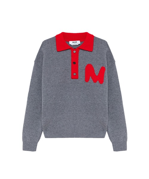 MSGM(エムエスジーエム)の「TheMwave ジャカードポロニット(ニット/セーター・メンズ・グレー・S/M)」の1枚目の写真