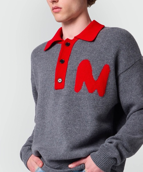 MSGM(エムエスジーエム)の「TheMwave ジャカードポロニット(ニット/セーター・メンズ・グレー・S/M)」の5枚目の写真