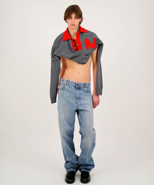 MSGM(エムエスジーエム)の「TheMwave ジャカードポロニット(ニット/セーター・メンズ・グレー・S/M)」の6枚目の写真
