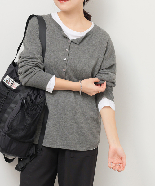 JOURNAL STANDARD relume（ジャーナルスタンダード　レリューム）の「《追加 / 新色》［2枚セット］3WAYレイヤードヘンリープルオーバー（ニット/セーター・レディース・チャコールグレー/レッド/ブラウン/グレー・FREE）」の2枚目の写真