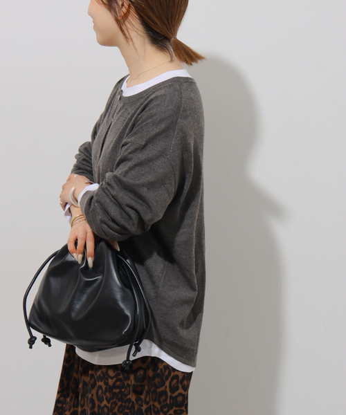 JOURNAL STANDARD relume（ジャーナルスタンダード　レリューム）の「《追加 / 新色》［2枚セット］3WAYレイヤードヘンリープルオーバー（ニット/セーター・レディース・チャコールグレー/レッド/ブラウン/グレー・FREE）」の8枚目の写真