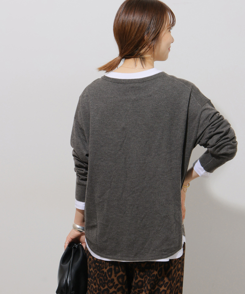 JOURNAL STANDARD relume（ジャーナルスタンダード　レリューム）の「《追加 / 新色》［2枚セット］3WAYレイヤードヘンリープルオーバー（ニット/セーター・レディース・チャコールグレー/レッド/ブラウン/グレー・FREE）」の9枚目の写真