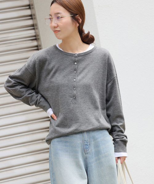 JOURNAL STANDARD relume（ジャーナルスタンダード　レリューム）の「《追加 / 新色》［2枚セット］3WAYレイヤードヘンリープルオーバー（ニット/セーター・レディース・チャコールグレー/レッド/ブラウン/グレー・FREE）」の17枚目の写真