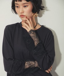 レース切替チュニックプルオーバー