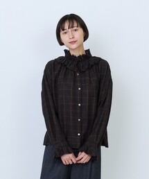 ウールガーゼフリルカラーブラウス