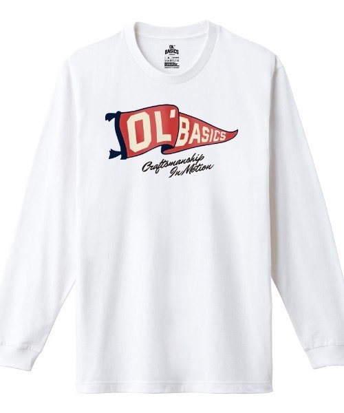 Ol' Basics(オールベーシックス)の「Ol' Basics(オール・ベーシックス) 長袖Tシャツ フラッグ ロゴ イラスト プリント 袖リブ ロンT ロングTシャツ トップス カットソー レディース(Tシャツ/カットソー・レディース・ホワイト/ブラック/ヘザーグレー・XS/S)」の2枚目の写真
