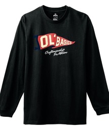 Ol' Basics(オール・ベーシックス) 長袖Tシャツ フラッグ ロゴ イラスト プリント 袖リブ ロンT ロングTシャツ トップス カットソー レディース