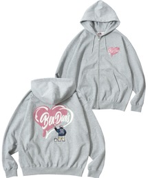 BEN DAVIS/ベンデイビス HEARTY GORILLA ZIP HOODIE/オーバーサイズ 裏起毛 ストリート ハート バックプリント ロゴ ワンポイント刺繍 スウェット ダブルジップアップパーカー フーディー/レディース メンズ
