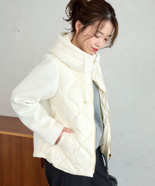 le.coeur blanc(ルクールブラン)の「カットボンディング×スムースタフタショートブルゾン(ブルゾン・レディース・ブラック/ブラウン/オフホワイト/グレイッシュベージュ・40/38)」の6枚目の写真