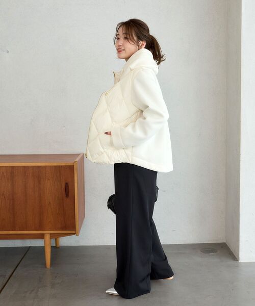 le.coeur blanc(ルクールブラン)の「カットボンディング×スムースタフタショートブルゾン(ブルゾン・レディース・ブラック/ブラウン/オフホワイト/グレイッシュベージュ・40/38)」の12枚目の写真