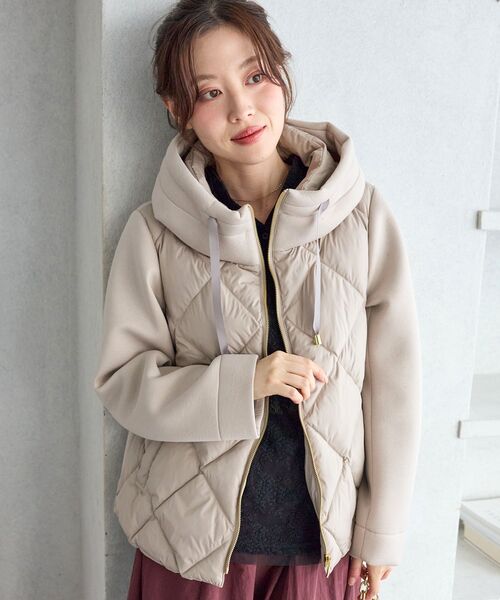 le.coeur blanc(ルクールブラン)の「カットボンディング×スムースタフタショートブルゾン(ブルゾン・レディース・ブラック/ブラウン/オフホワイト/グレイッシュベージュ・40/38)」の14枚目の写真