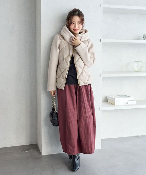 le.coeur blanc(ルクールブラン)の「カットボンディング×スムースタフタショートブルゾン(ブルゾン・レディース・ブラック/ブラウン/オフホワイト/グレイッシュベージュ・40/38)」の20枚目の写真