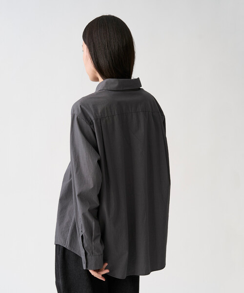 DANTON(ダントン)の「Women's Cotton Typewriter Wrinkled Shirt(シャツ/ブラウス・レディース・ネイビー/オフホワイト/ダークグレー/グレイッシュベージュ・36/38)」の11枚目の写真