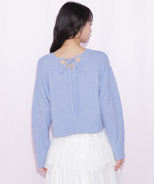 JILL by JILL STUART（ジルバイジルスチュアート）の「バックリボンロゴニット（ニット/セーター・レディース・グレー/ブルー/ピンク・FREE）」の4枚目の写真