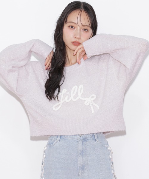 JILL by JILL STUART（ジルバイジルスチュアート）の「バックリボンロゴニット（ニット/セーター・レディース・グレー/ブルー/ピンク・FREE）」の5枚目の写真
