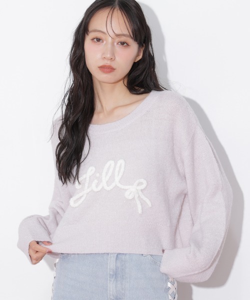 JILL by JILL STUART（ジルバイジルスチュアート）の「バックリボンロゴニット（ニット/セーター・レディース・グレー/ブルー/ピンク・FREE）」の8枚目の写真