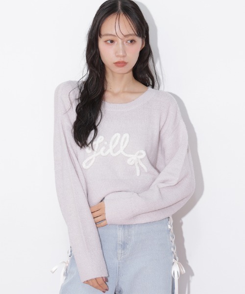 JILL by JILL STUART（ジルバイジルスチュアート）の「バックリボンロゴニット（ニット/セーター・レディース・グレー/ブルー/ピンク・FREE）」の7枚目の写真