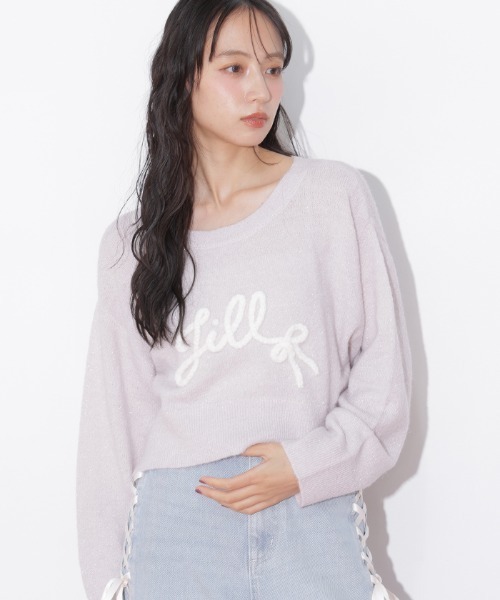 JILL by JILL STUART（ジルバイジルスチュアート）の「バックリボンロゴニット（ニット/セーター・レディース・グレー/ブルー/ピンク・FREE）」の9枚目の写真
