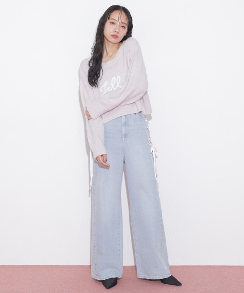 JILL by JILL STUART（ジルバイジルスチュアート）の「バックリボンロゴニット（ニット/セーター・レディース・グレー/ブルー/ピンク・FREE）」の12枚目の写真