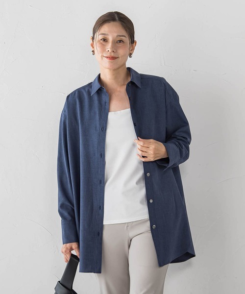 la.f…(ラエフ)の「【WEB限定】"360度抜かりなし"チュニックシャツ(シャツ/ブラウス・レディース・ダークネイビー/ネイビー・9号)」の1枚目の写真
