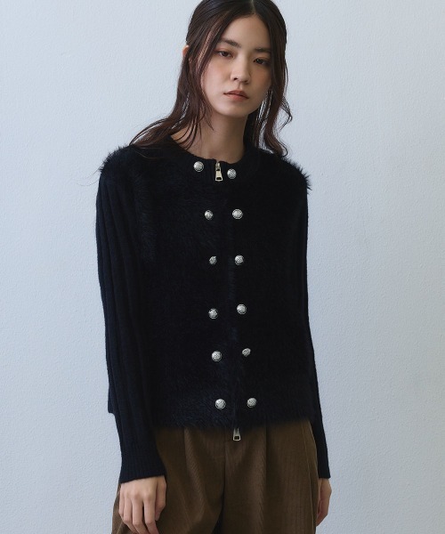 Clum（クルム）の「shaggy double button rib knit top / シャギーリブダブルボタンニットトップス（ニット/セーター・レディース・ブラック/アイボリー・FREE）」の17枚目の写真