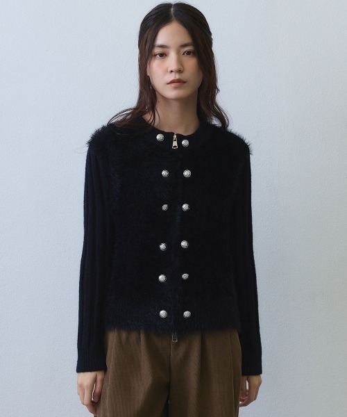 Clum（クルム）の「shaggy double button rib knit top / シャギーリブダブルボタンニットトップス（ニット/セーター・レディース・ブラック/アイボリー・FREE）」の19枚目の写真