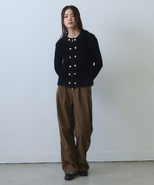 Clum（クルム）の「shaggy double button rib knit top / シャギーリブダブルボタンニットトップス（ニット/セーター・レディース・ブラック/アイボリー・FREE）」の20枚目の写真