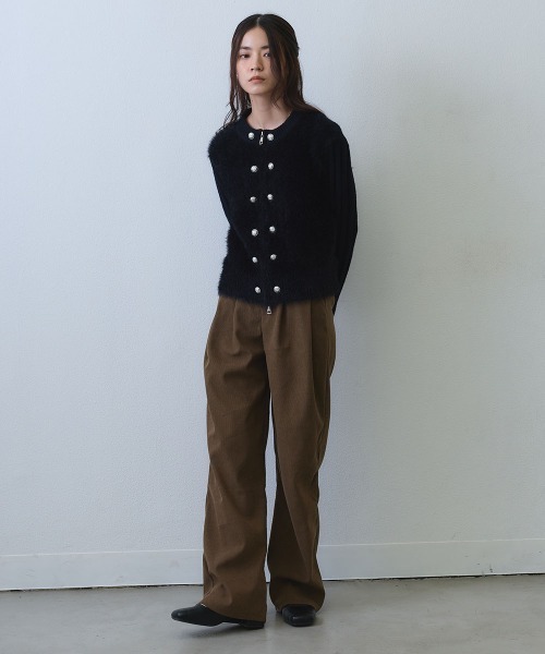 Clum（クルム）の「shaggy double button rib knit top / シャギーリブダブルボタンニットトップス（ニット/セーター・レディース・ブラック/アイボリー・FREE）」の21枚目の写真