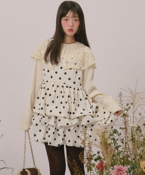loin nuit（ロワンニュイ）の「many tuck mini onepiece / メニータックミニワンピース（ワンピース・レディース・アイボリー/チャコールグレー/ブラウン・FREE）」の2枚目の写真