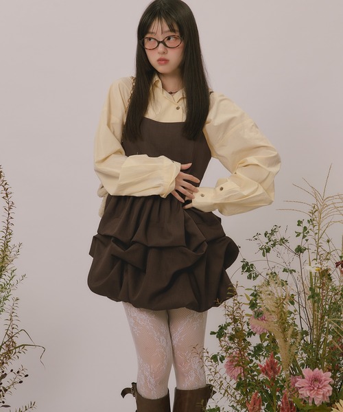 loin nuit（ロワンニュイ）の「many tuck mini onepiece / メニータックミニワンピース（ワンピース・レディース・アイボリー/チャコールグレー/ブラウン・FREE）」の15枚目の写真