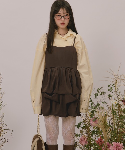 loin nuit（ロワンニュイ）の「many tuck mini onepiece / メニータックミニワンピース（ワンピース・レディース・アイボリー/チャコールグレー/ブラウン・FREE）」の13枚目の写真