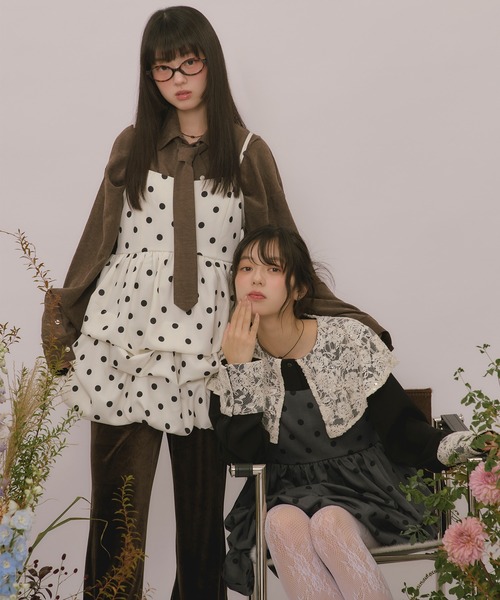 loin nuit（ロワンニュイ）の「many tuck mini onepiece / メニータックミニワンピース（ワンピース・レディース・アイボリー/チャコールグレー/ブラウン・FREE）」の5枚目の写真