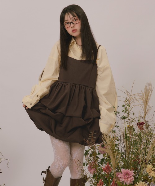 loin nuit（ロワンニュイ）の「many tuck mini onepiece / メニータックミニワンピース（ワンピース・レディース・アイボリー/チャコールグレー/ブラウン・FREE）」の19枚目の写真
