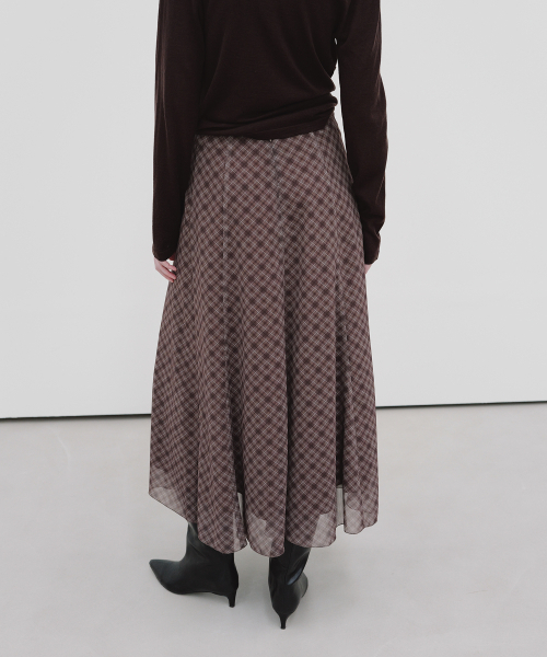 MOHAN（モハン）の「TIF DIAGONAL CHECK FLARE SKIRT_2COLORS（スカート・レディース・ダークブラウン/ベージュ・SMALL/MEDIUM/LARGE）」の7枚目の写真
