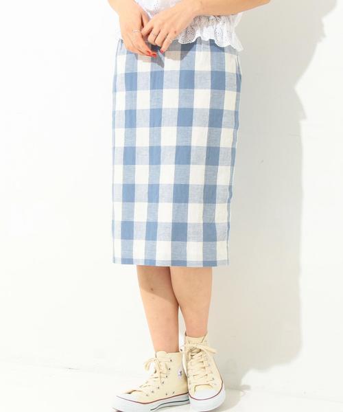 Another Edition（アナザーエディション）の「ビッグギンガムタイトスカート/AEBC  BIGギンガム TIGHT◆（スカート・レディース・ブラック/ライトブルー・FREE）」の2枚目の写真