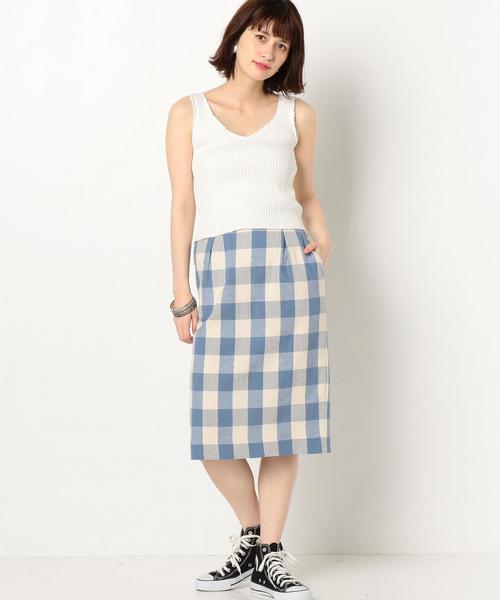 Another Edition（アナザーエディション）の「ビッグギンガムタイトスカート/AEBC  BIGギンガム TIGHT◆（スカート・レディース・ブラック/ライトブルー・FREE）」の4枚目の写真