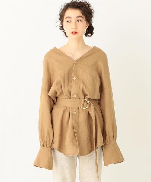 Another Edition(アナザーエディション)の「リネンスタンドカラーシャツ(シャツ/ブラウス・レディース・ホワイト/ベージュ・フリー)」の18枚目の写真