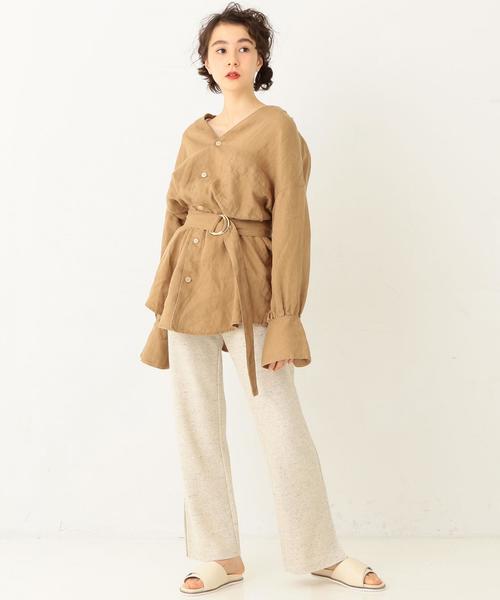 Another Edition(アナザーエディション)の「リネンスタンドカラーシャツ(シャツ/ブラウス・レディース・ホワイト/ベージュ・フリー)」の4枚目の写真