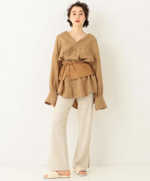 Another Edition(アナザーエディション)の「リネンスタンドカラーシャツ(シャツ/ブラウス・レディース・ホワイト/ベージュ・フリー)」の5枚目の写真