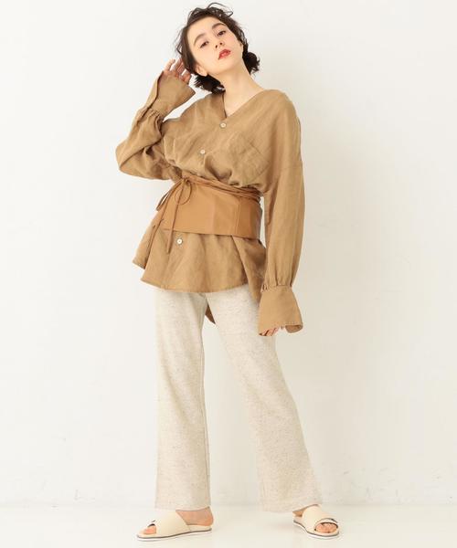 Another Edition(アナザーエディション)の「リネンスタンドカラーシャツ(シャツ/ブラウス・レディース・ホワイト/ベージュ・フリー)」の6枚目の写真