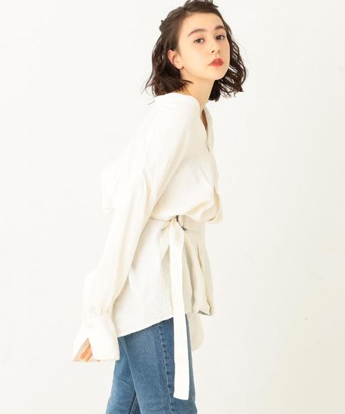 Another Edition(アナザーエディション)の「リネンスタンドカラーシャツ(シャツ/ブラウス・レディース・ホワイト/ベージュ・フリー)」の8枚目の写真