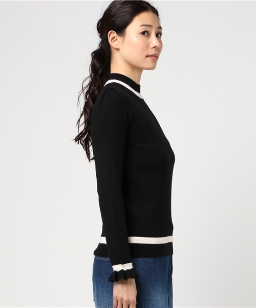 SLY（スライ）の「BI COLOR PUFF HG TOPS（ニット/セーター・レディース・ブラック/オフホワイト/トップグレー・2/1）」の5枚目の写真